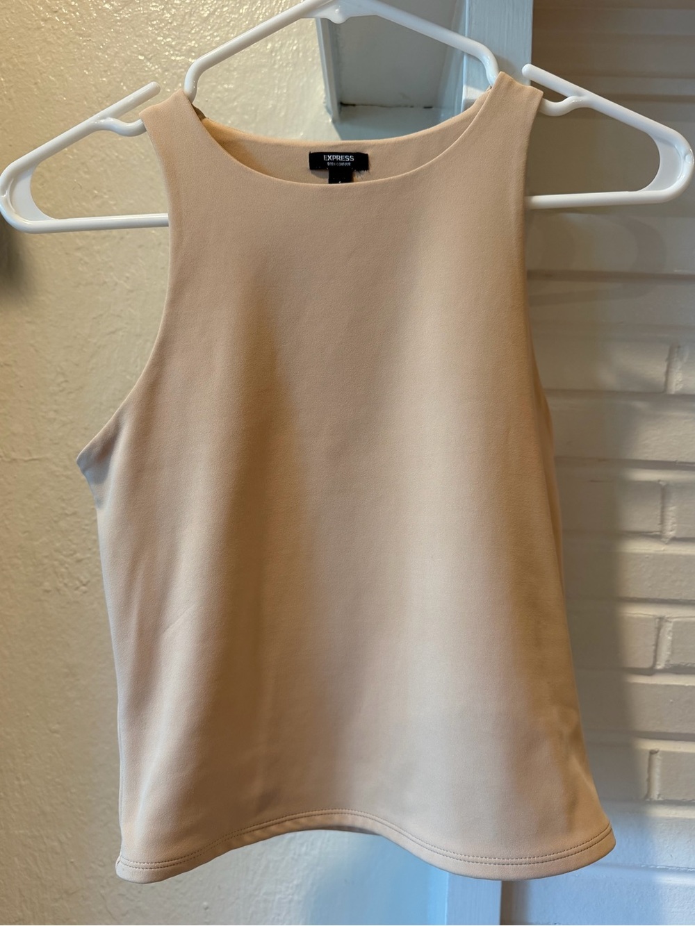 Express Women's Nude High-Neck Sleeveless Tank Body Contour FormFitting Small